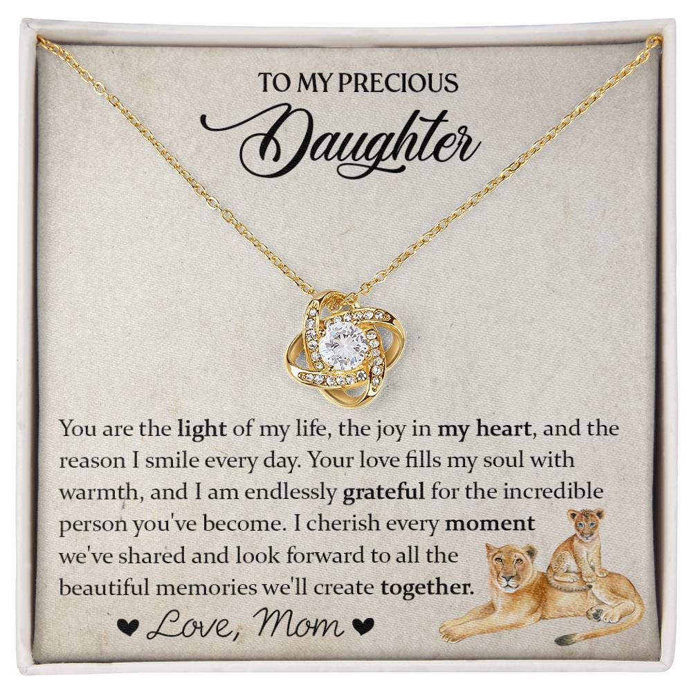 To My Precious Daughter ~ Love Knot Necklace ~ Love Mom