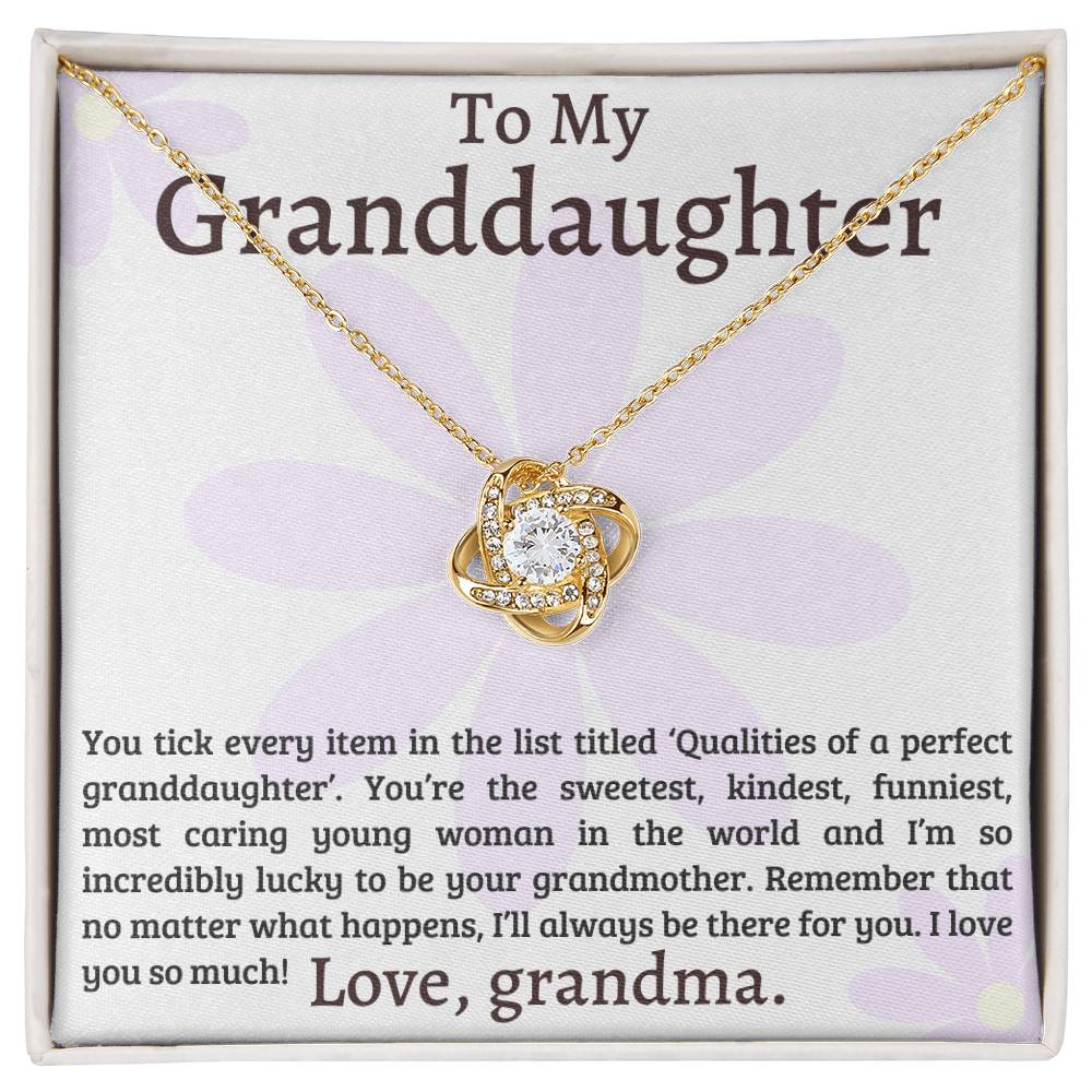 To My Granddaughter ~ Love Knot Necklace