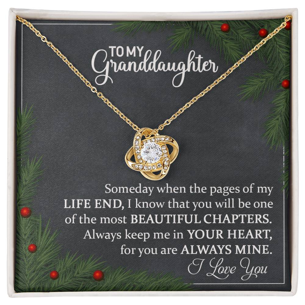 To my Grand Daughter on Christmas~ I love you so much ~ Love Knot Necklace Granddaughter