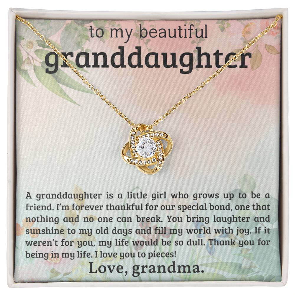 To My Granddaughter ~ Love Knot Necklace