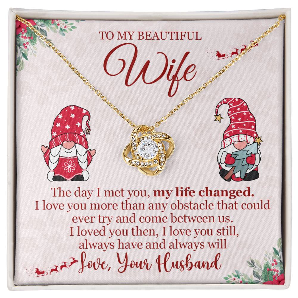 To my Wife on Christmas~ My life changed when i met you ~ Love Knot Necklace