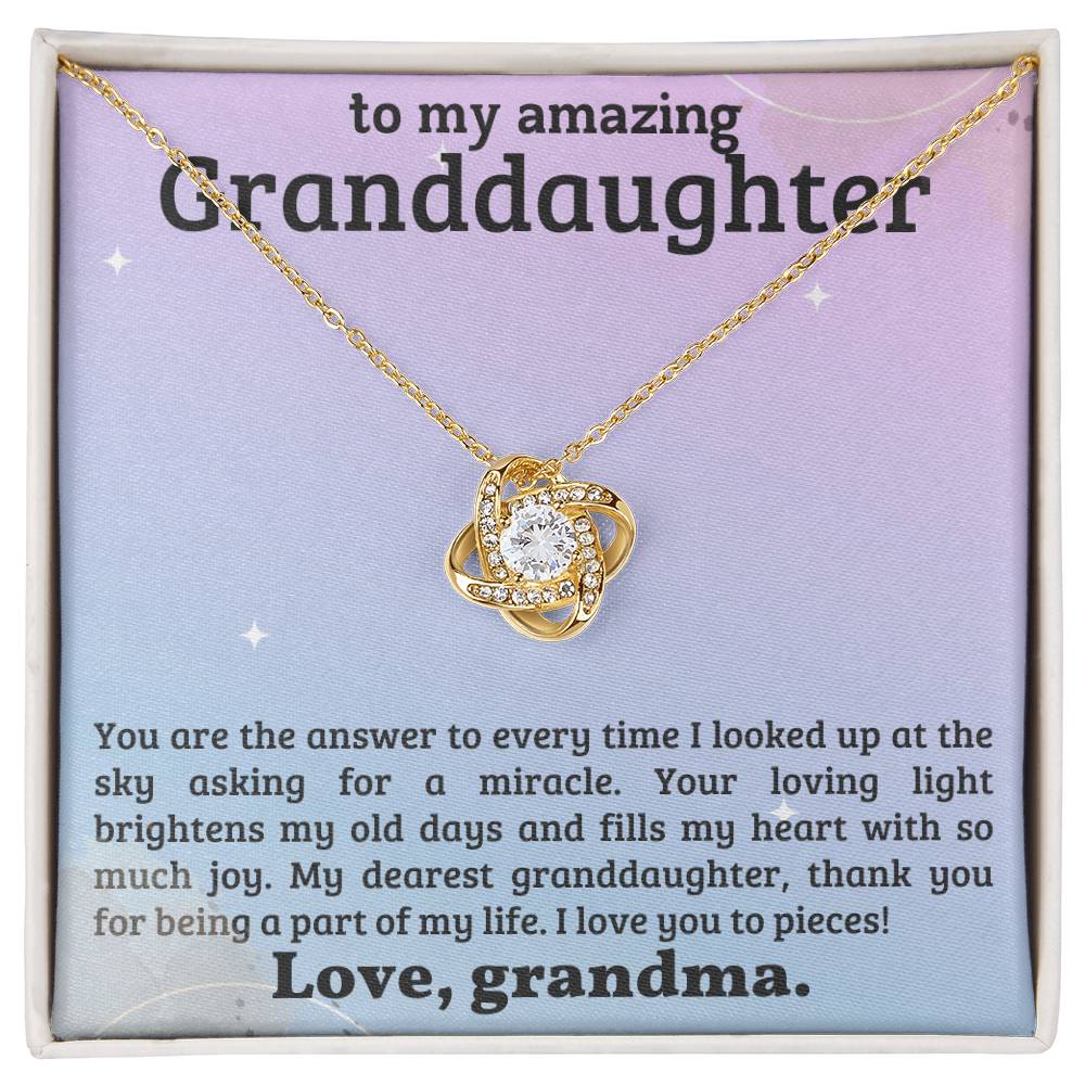 To the Most Amazing Granddaughter ~ Love Knot Necklace