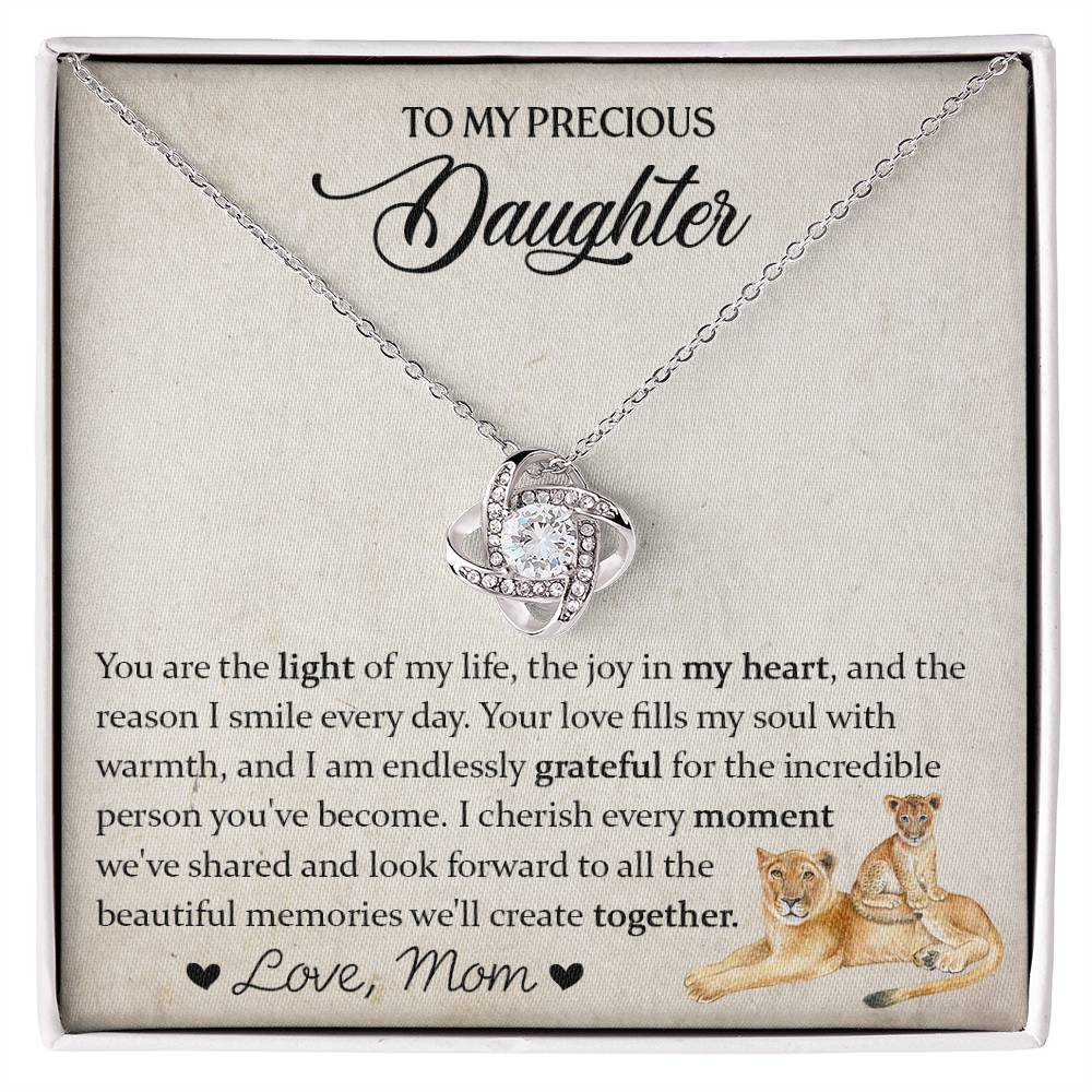 To My Precious Daughter ~ Love Knot Necklace ~ Love Mom