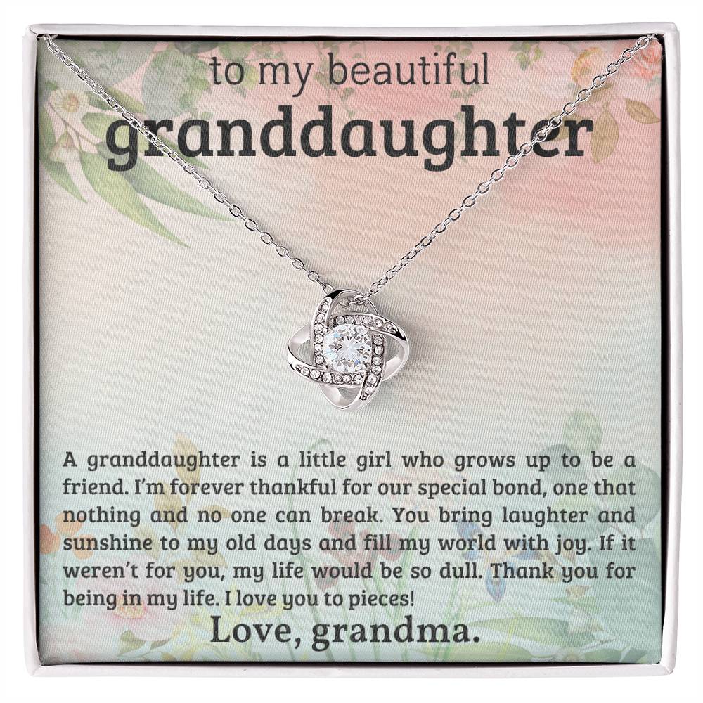 To My Granddaughter ~ Love Knot Necklace