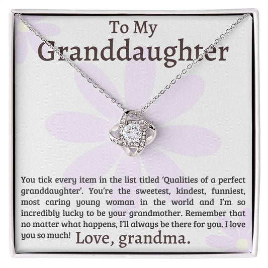 To My Granddaughter ~ Love Knot Necklace