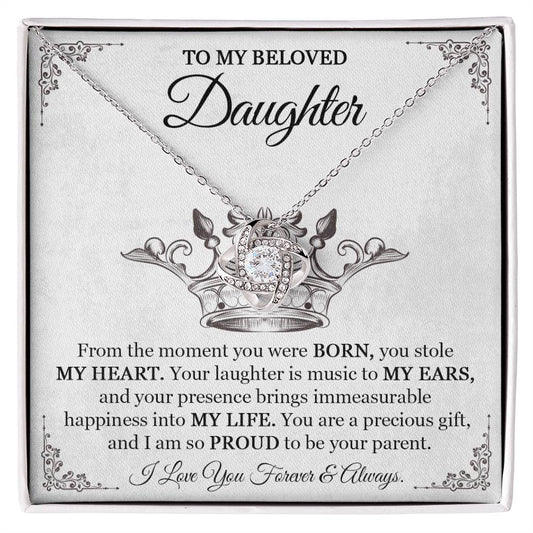 To My Beloved Daughter ~ Love Knot Necklace