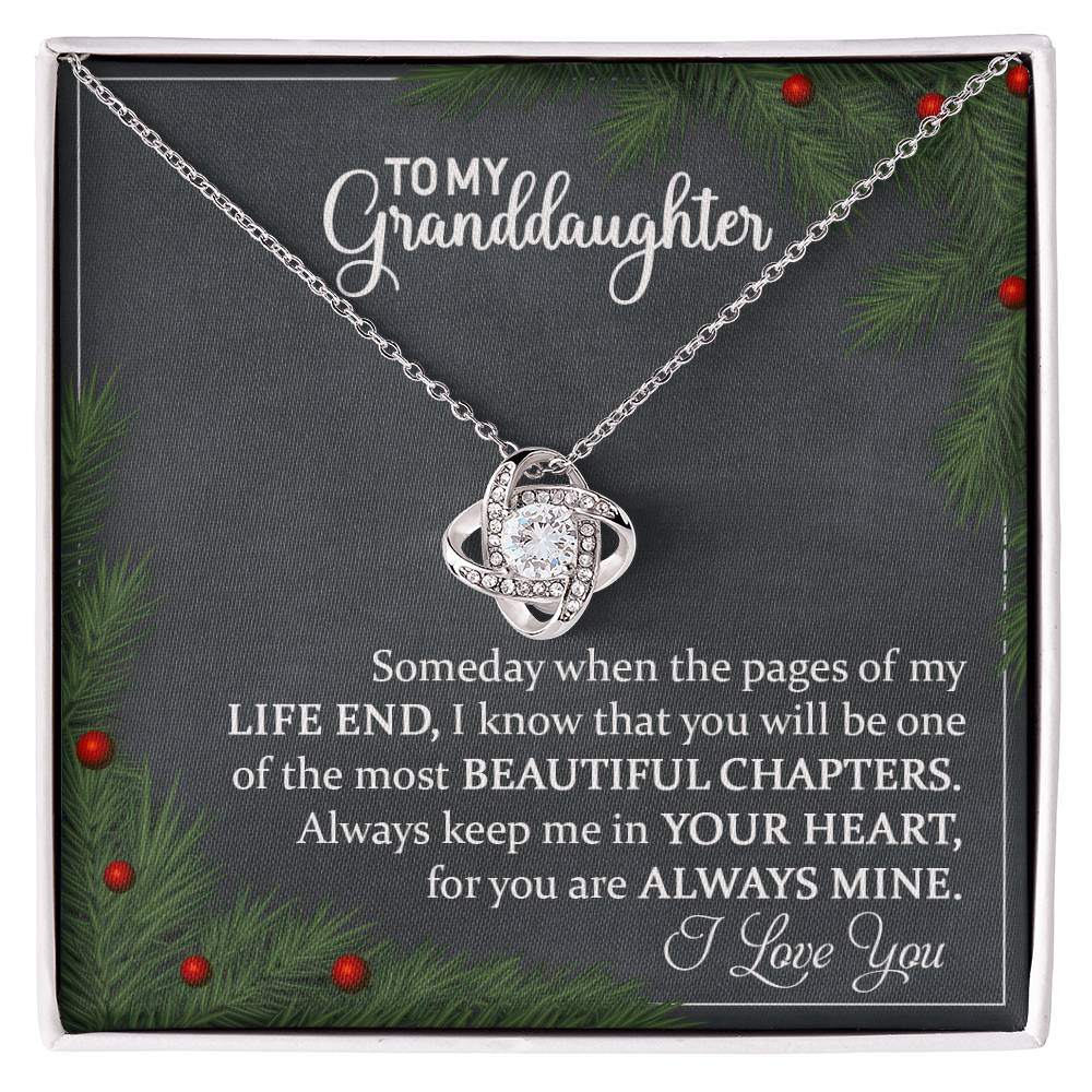 To my Grand Daughter on Christmas~ I love you so much ~ Love Knot Necklace Granddaughter