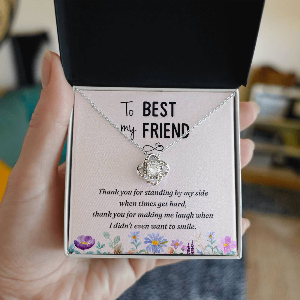 To my best friend-Thank you Love Knot Necklace