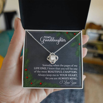 To my Grand Daughter on Christmas~ I love you so much ~ Love Knot Necklace Granddaughter