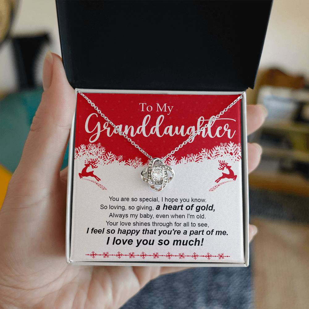 To my Grand Daughter on Christmas~ I love you so much ~ Love Knot Necklace Granddaughter