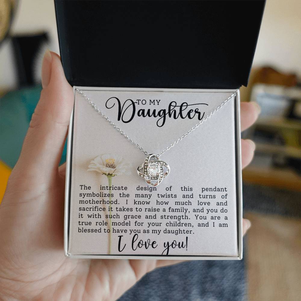 To My Daughter ~ Love Knot Necklace I Love you