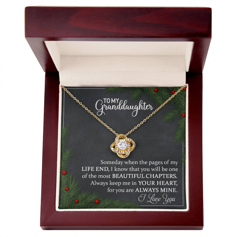 To my Grand Daughter on Christmas~ I love you so much ~ Love Knot Necklace Granddaughter