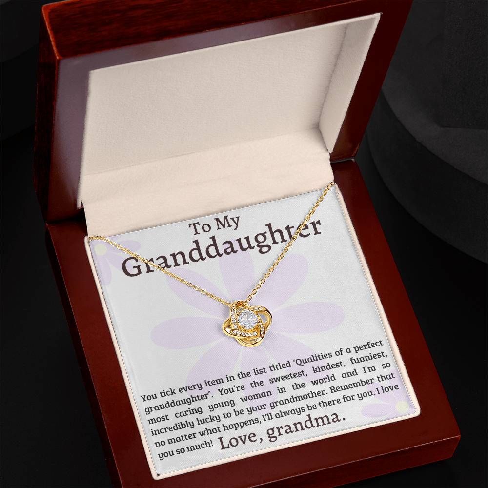 To My Granddaughter ~ Love Knot Necklace