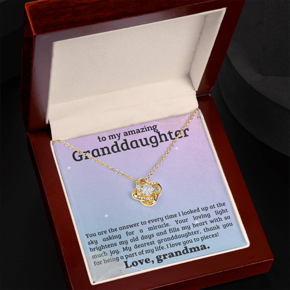 To the Most Amazing Granddaughter ~ Love Knot Necklace