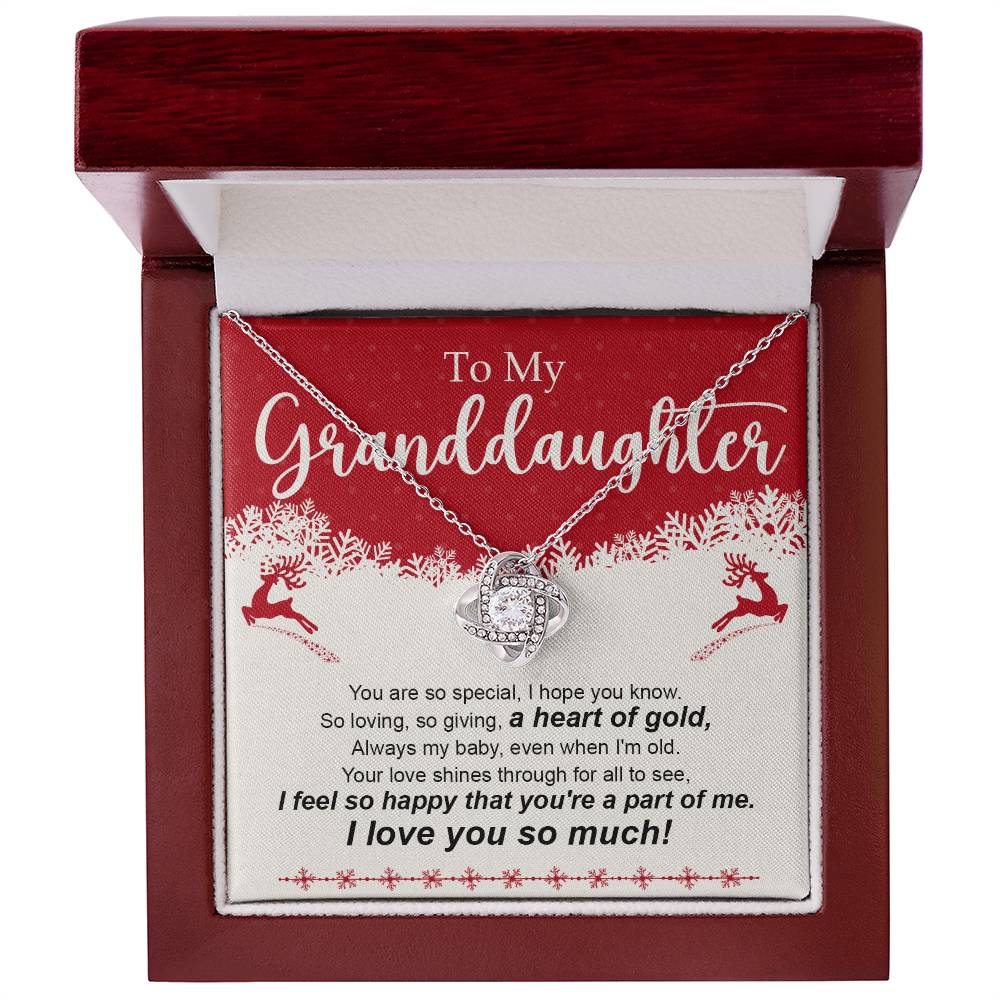 To my Grand Daughter on Christmas~ I love you so much ~ Love Knot Necklace Granddaughter