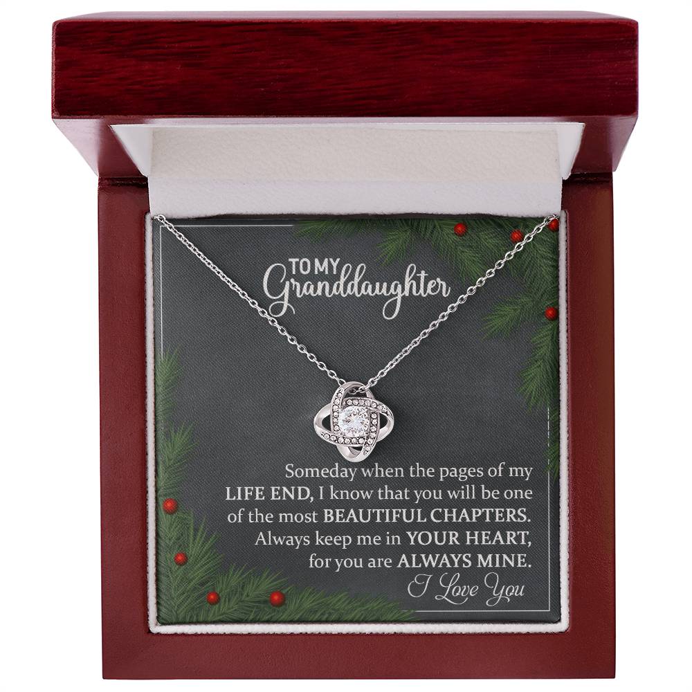 To my Grand Daughter on Christmas~ I love you so much ~ Love Knot Necklace Granddaughter