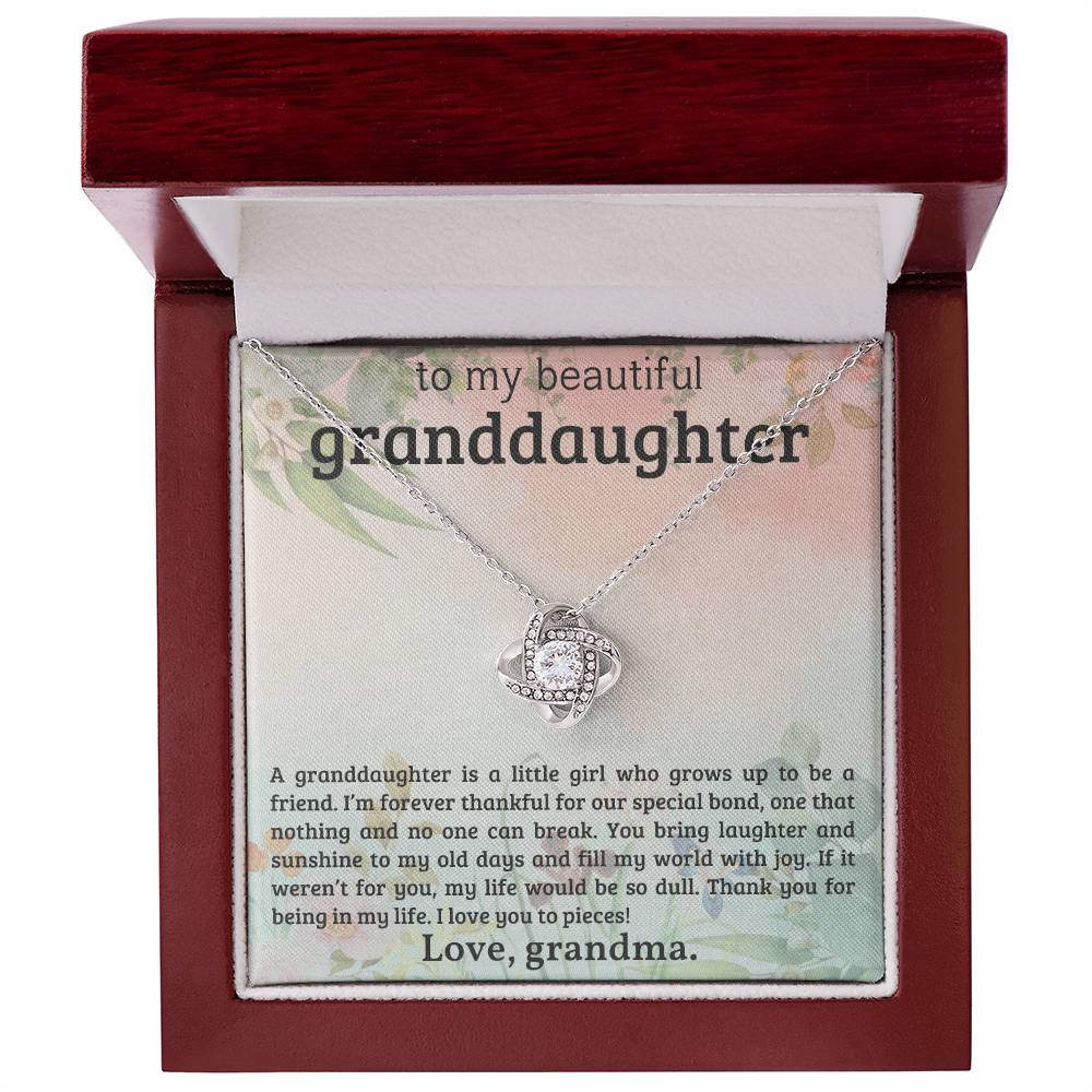 To My Granddaughter ~ Love Knot Necklace