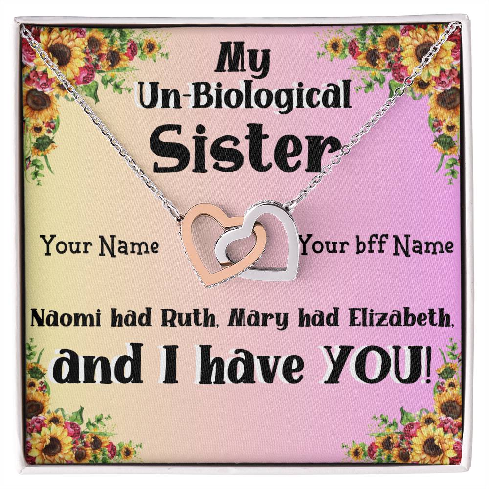 My Un-Biological Sister Double Heart Necklace! Give your Best friend a gift she will always treasure! Personalized