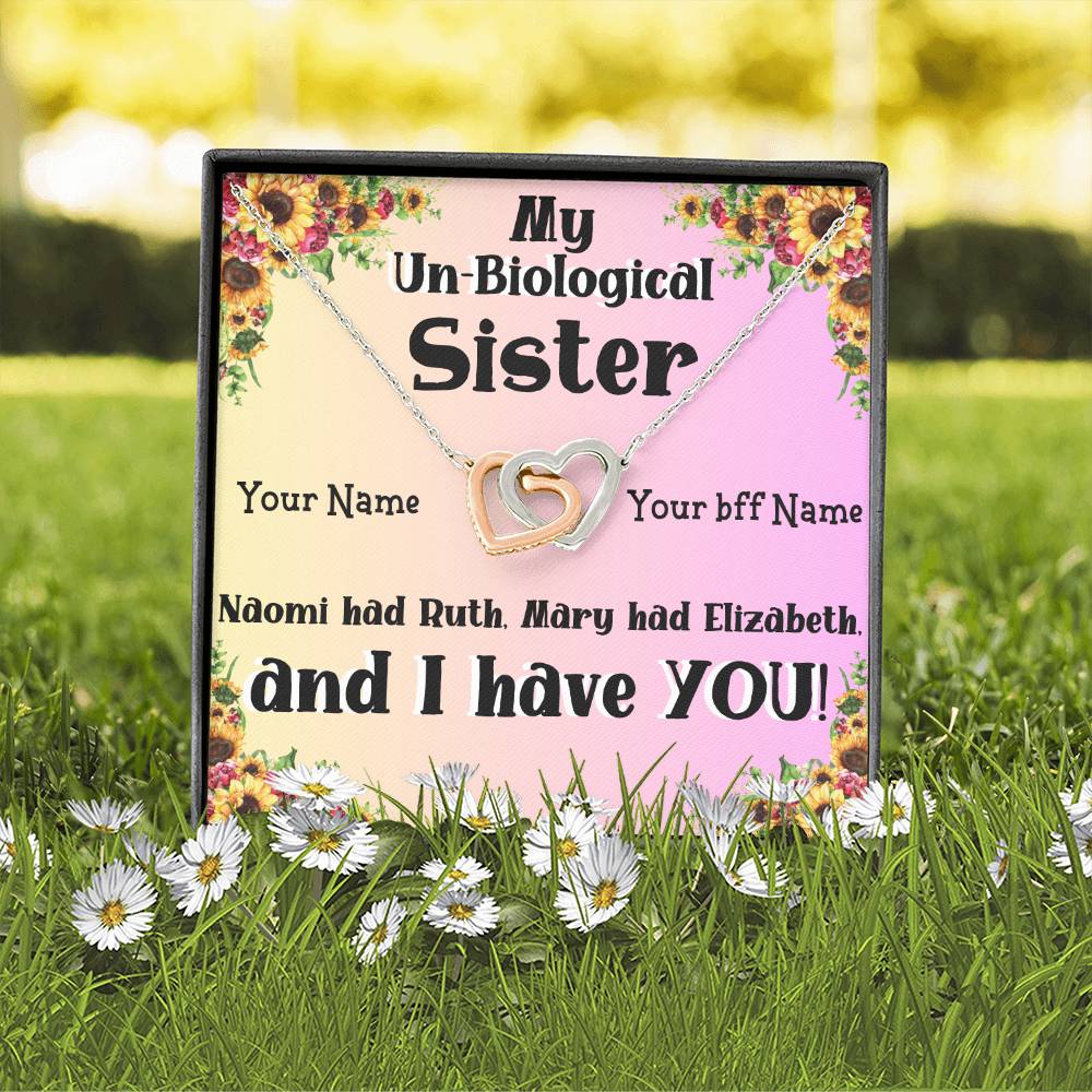 My Un-Biological Sister Double Heart Necklace! Give your Best friend a gift she will always treasure! Personalized