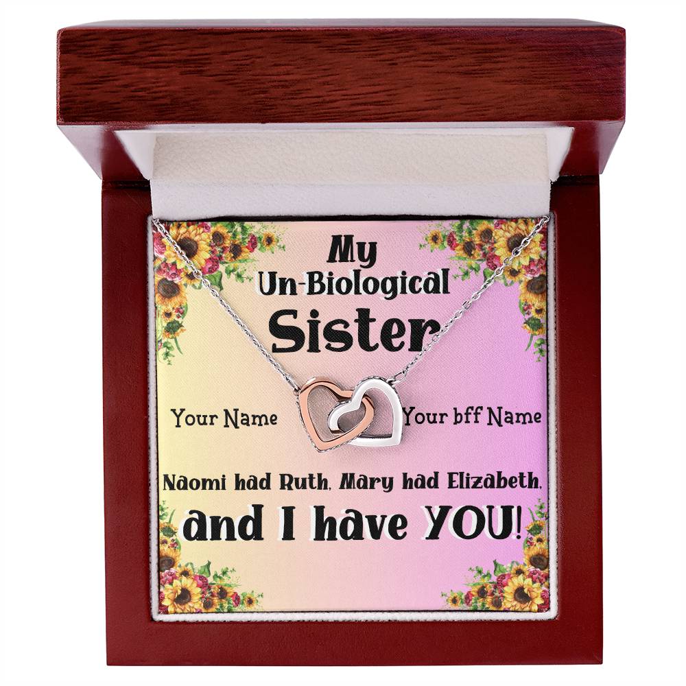 My Un-Biological Sister Double Heart Necklace! Give your Best friend a gift she will always treasure! Personalized